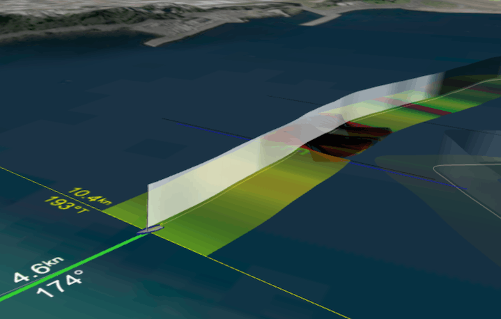 A yacht passes astern